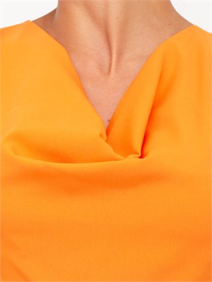TWIN-SET Abito lungo arancione Twinset con collo drappeggiato e spacco laterale in DONNA