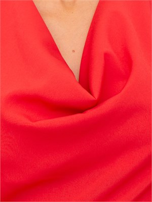 TWIN-SET Abito lungo rosso Twinset con collo drappeggiato e spacco laterale in DONNA