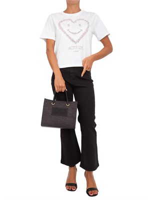 TWIN-SET T-shirt Twinset Actitude in cotone bianco con stampa cuore e logo in DONNA