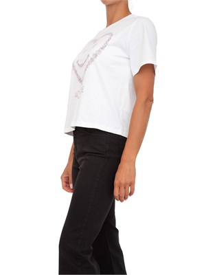 TWIN-SET T-shirt Twinset Actitude in cotone bianco con stampa cuore e logo in DONNA