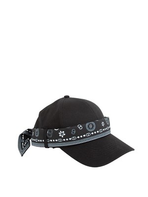TWIN-SET Cappello baseball Twinset in cotone nero con bandana in DONNA