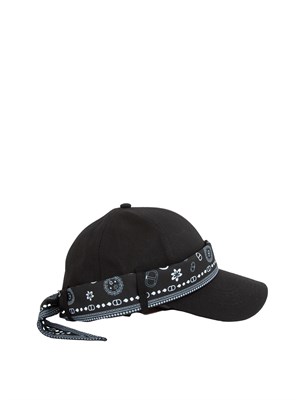 TWIN-SET Cappello baseball Twinset in cotone nero con bandana in DONNA