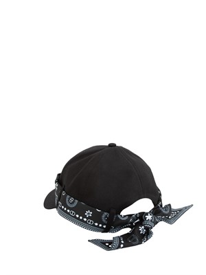 TWIN-SET Cappello baseball Twinset in cotone nero con bandana in DONNA