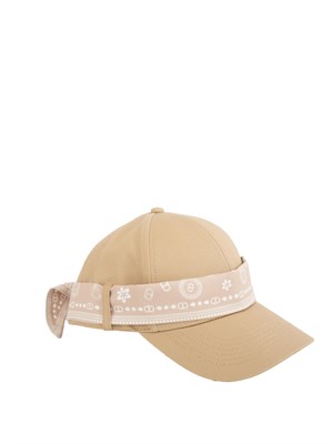 TWIN-SET Cappello baseball Twinset in cotone beige con bandana in DONNA