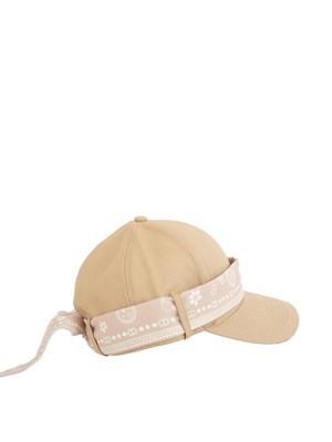 TWIN-SET Cappello baseball Twinset in cotone beige con bandana in DONNA