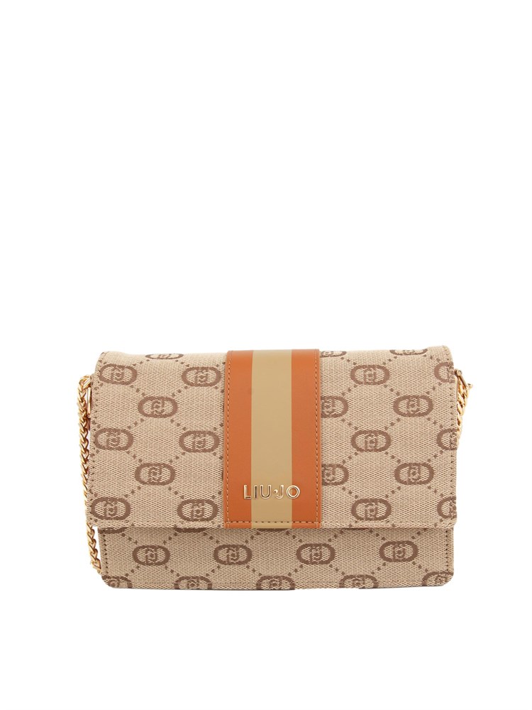 Borsa donna Liu Jo in pelle ecologica cuoio con cuciture e piccola pochette