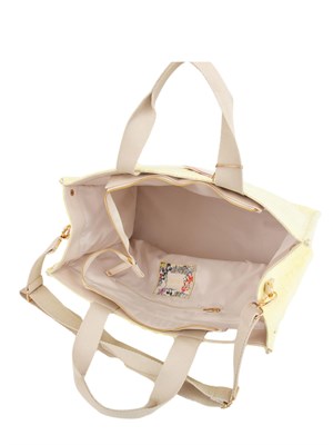 Borsa tote grande jacquard Liu Jo in cotone giallo in DONNA
