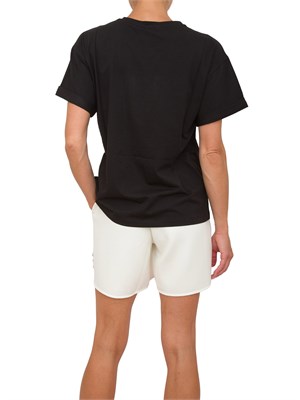 T-shirt nera Liu Jo donna con girocollo, maniche corte e stampa grafica con strass in DONNA