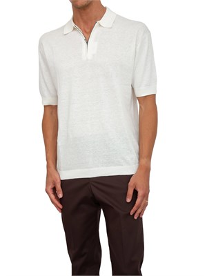 Polo Armani Exchange bianco in misto lino con zip in UOMO
