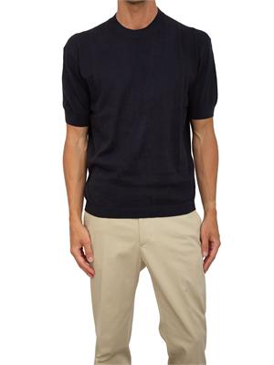 T-shirt in maglia Armani Exchange in misto lino blu in UOMO