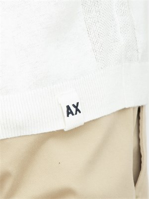T-shirt in maglia Armani Exchange in misto lino bianco in UOMO
