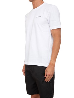 T-shirt uomo Calvin Klein in cotone bianco e stampa logo retro in UOMO