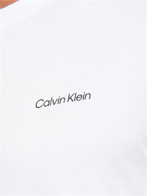 T-shirt uomo Calvin Klein in cotone bianco e stampa logo retro in UOMO