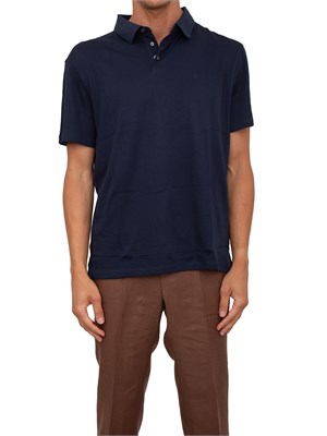 Polo uomo Calvin Klein in cotone interlock blu in UOMO