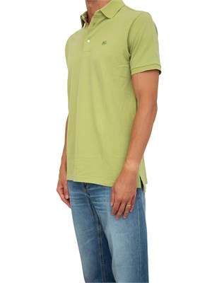 Polo verde Etro in cotone con dettaglio stampa floreale sul collo in UOMO