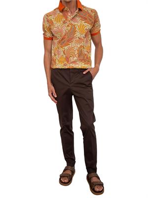 Polo Etro arancione con motivo floreale in UOMO