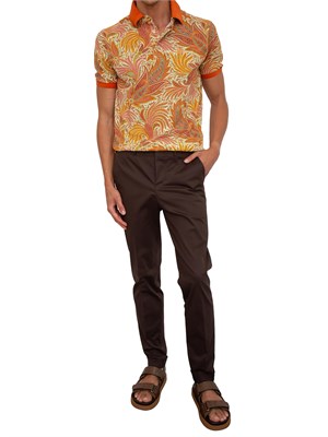 Polo Etro arancione con motivo floreale in UOMO