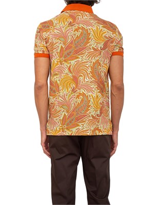 Polo Etro arancione con motivo floreale in UOMO