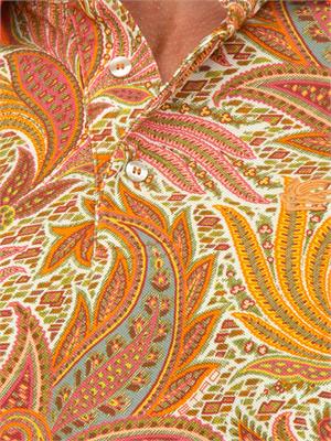 Polo Etro arancione con motivo floreale in UOMO