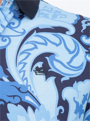 Polo Etro blu in cotone paisley floreale in UOMO