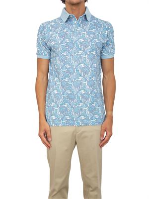 Polo Etro celeste con stampa floreale in UOMO