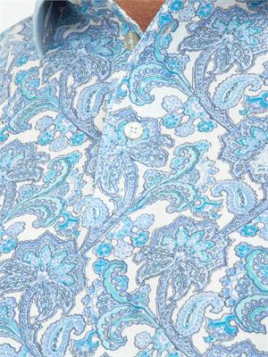 Polo Etro celeste con stampa floreale in UOMO