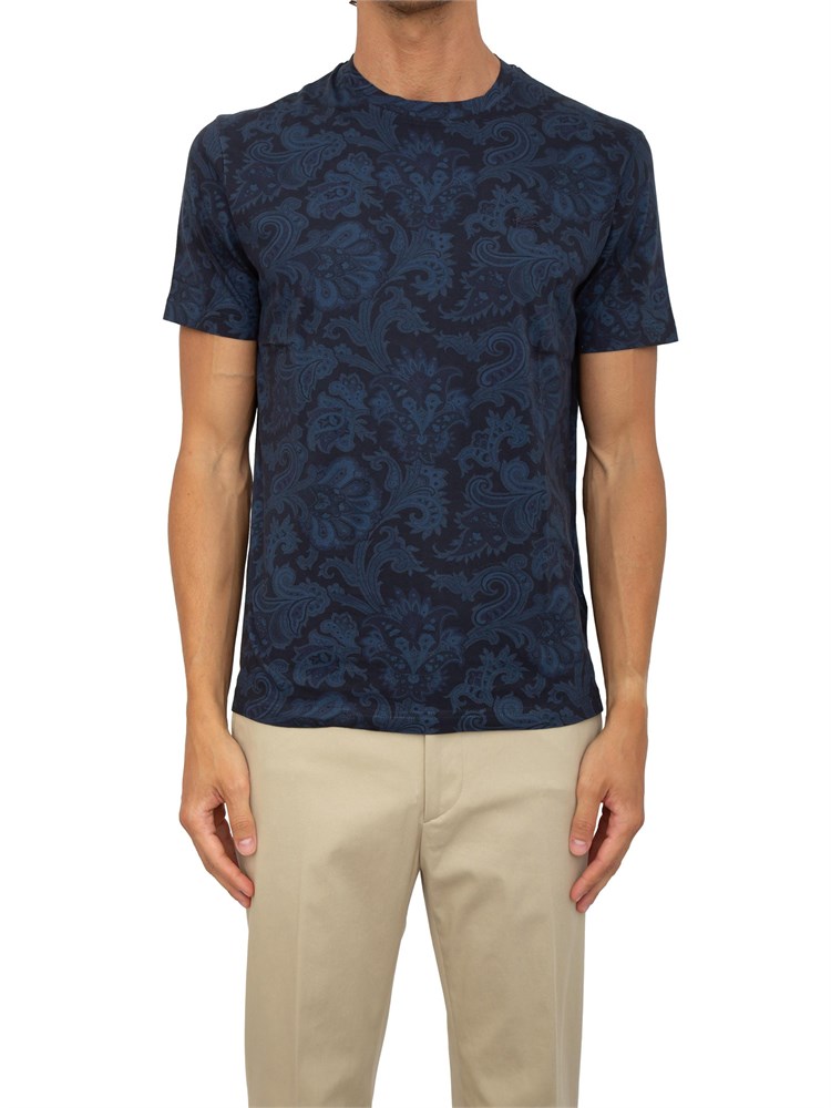 T-shirt Etro blu in cotone paisley maxi fiori