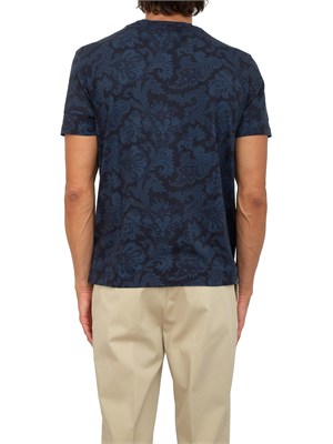T-shirt Etro blu in cotone paisley maxi fiori in UOMO