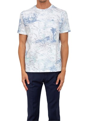 T-shirt Etro bianco in cotone paisley maxi fiori in UOMO