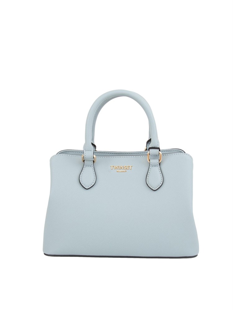TWIN-SET Mini borsa a mano TWINSET in similpelle effetto saffiano azzurro