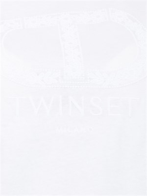 TWIN-SET T-shirt Twinset in cotone bianco con ricamo Oval T in DONNA
