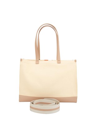 TWIN-SET Borsa shopper Twinset in canvas con stampa righe multicolore e logo in DONNA