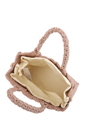 TWIN-SET Borsa shopper Twinset Bohémienne in crochet di cotone rosa in DONNA