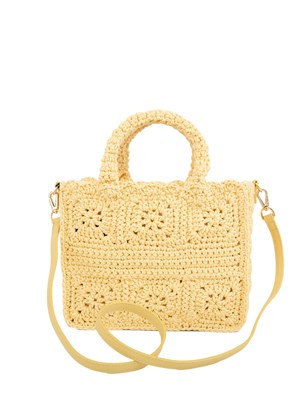 TWIN-SET Borsa shopper Twinset Bohémienne in crochet di cotone giallo in DONNA