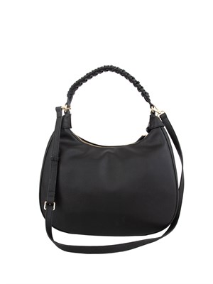 TWIN-SET Borsa hobo Twinset effetto pelle nera con manico intrecciato in DONNA