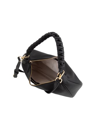 TWIN-SET Borsa hobo Twinset effetto pelle nera con manico intrecciato in DONNA
