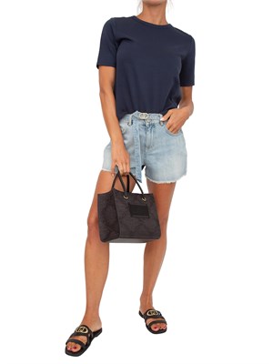 TWIN-SET T-shirt blu Twinset in cotone fermo in DONNA