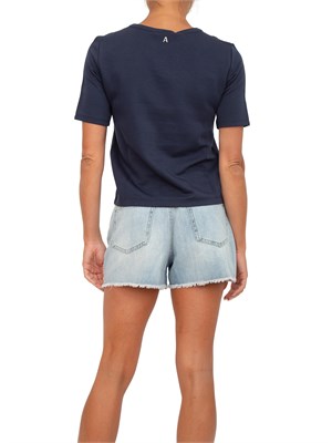 TWIN-SET T-shirt blu Twinset in cotone fermo in DONNA