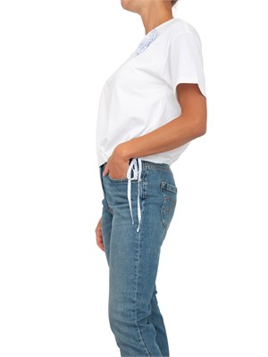 TWIN-SET T-shirt bianca Twinset Actitude con stampa cuore e fiore applicato in DONNA