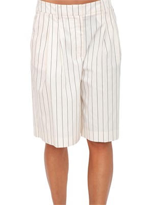 TWIN-SET Bermuda Twinset in cotone bianco panna gessato in DONNA