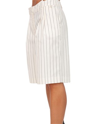 TWIN-SET Bermuda Twinset in cotone bianco panna gessato in DONNA