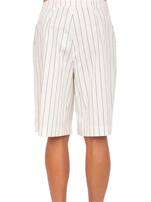 TWIN-SET Bermuda Twinset in cotone bianco panna gessato in DONNA