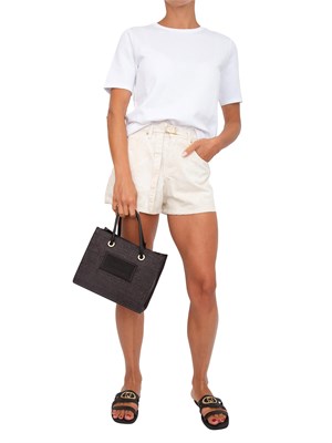 TWIN-SET Shorts Twinset in bull avorio con stampa floreale bianca in DONNA