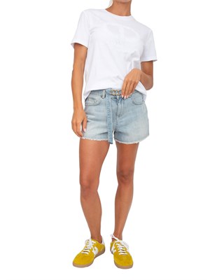 TWIN-SET Shorts Twinset in jeans medio con cintura in DONNA