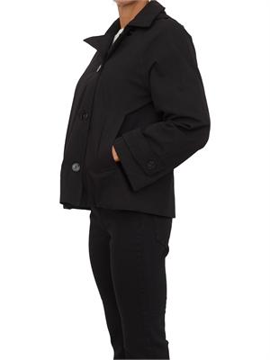 Trench Emme Marella linea boxy in cotone nero con cappuccio removibile in DONNA