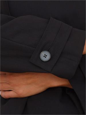 Trench Emme Marella linea boxy in cotone nero con cappuccio removibile in DONNA