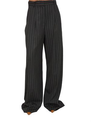 Pantaloni gessati Emme marella in tessuto grigio antracite a righe in DONNA