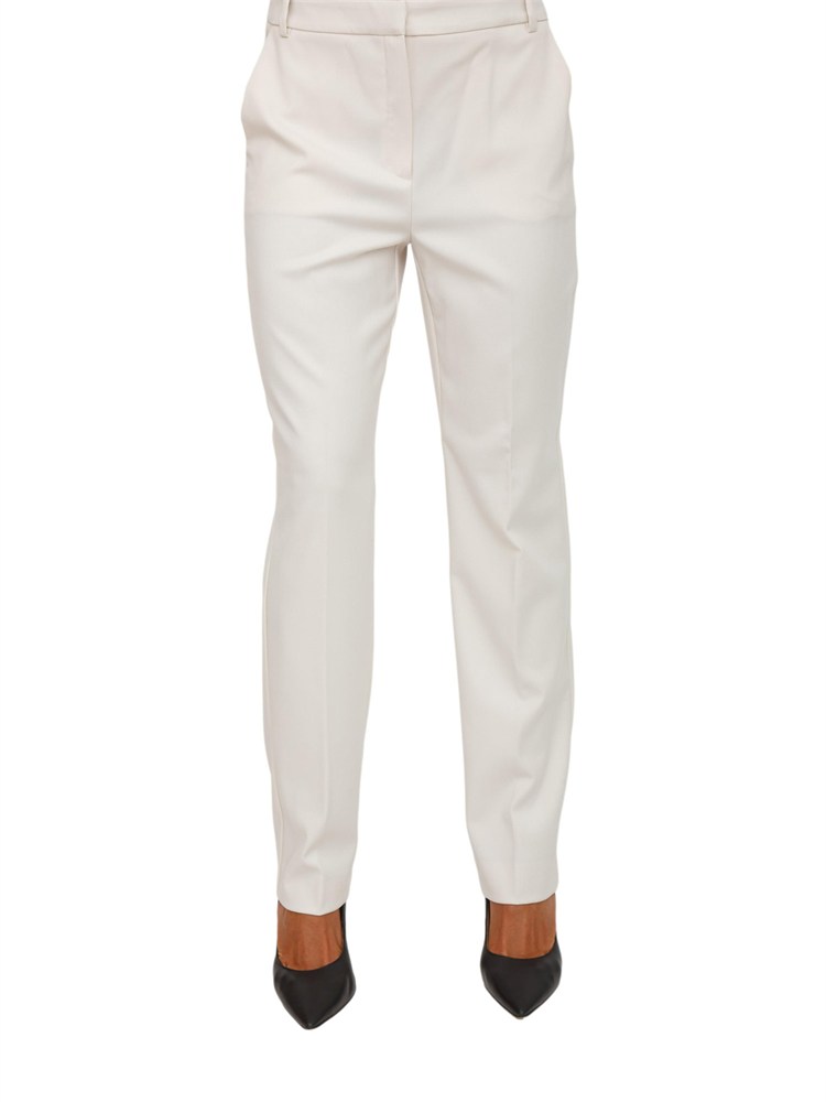 Pantalone Emme Marella in misto viscosa stretch bianco