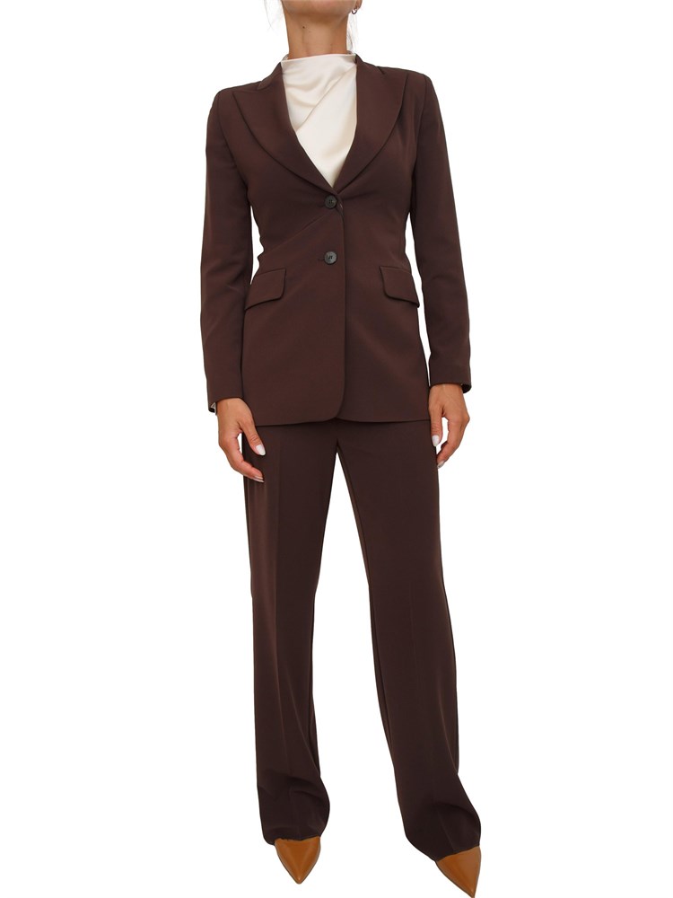 Completo giacca pantalone Emme Marella in tessuto stretch marrone