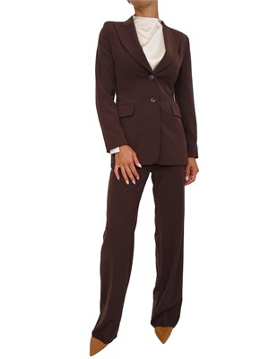 Completo giacca pantalone Emme Marella in tessuto stretch marrone in DONNA